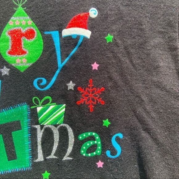 Merry Christmas Glitter Long Sleeve Tee Size Large - Picture 5 of 7